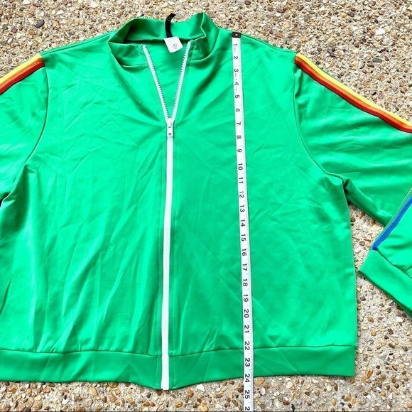 VM MV Retro Tracksuit Rainbow Green Full Zip Jacket Made in USA 3XL - Picture 4 of 10